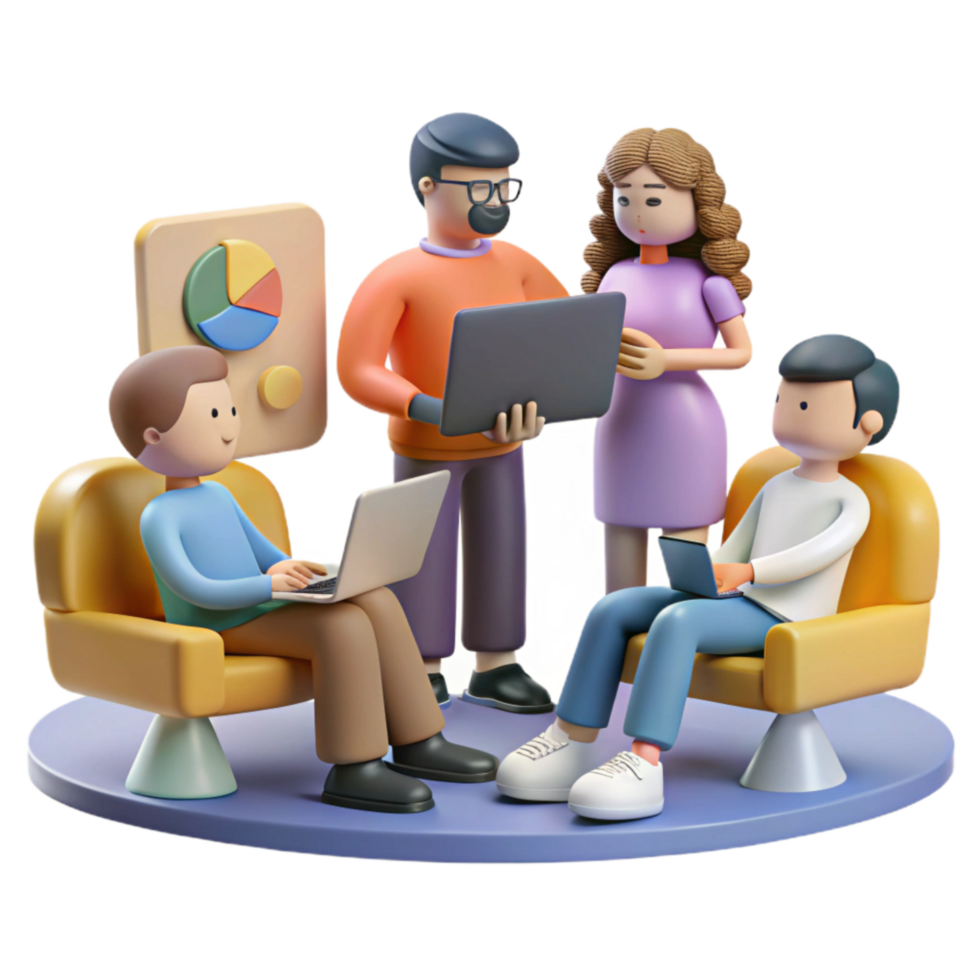 vibrant artistic Group of People Participating in Online Workshop Cutout genuine png