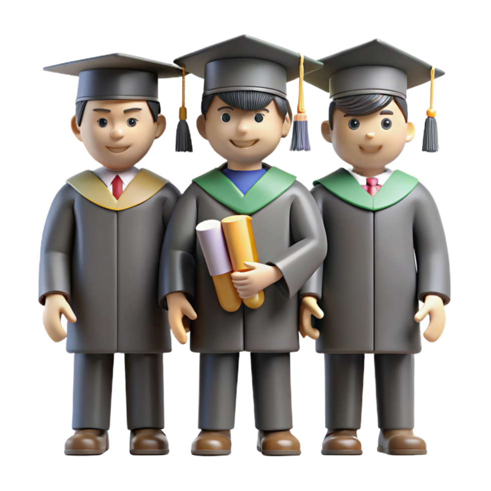 extraordinary artistic Group of Students Graduating Together Isolated high resolution png