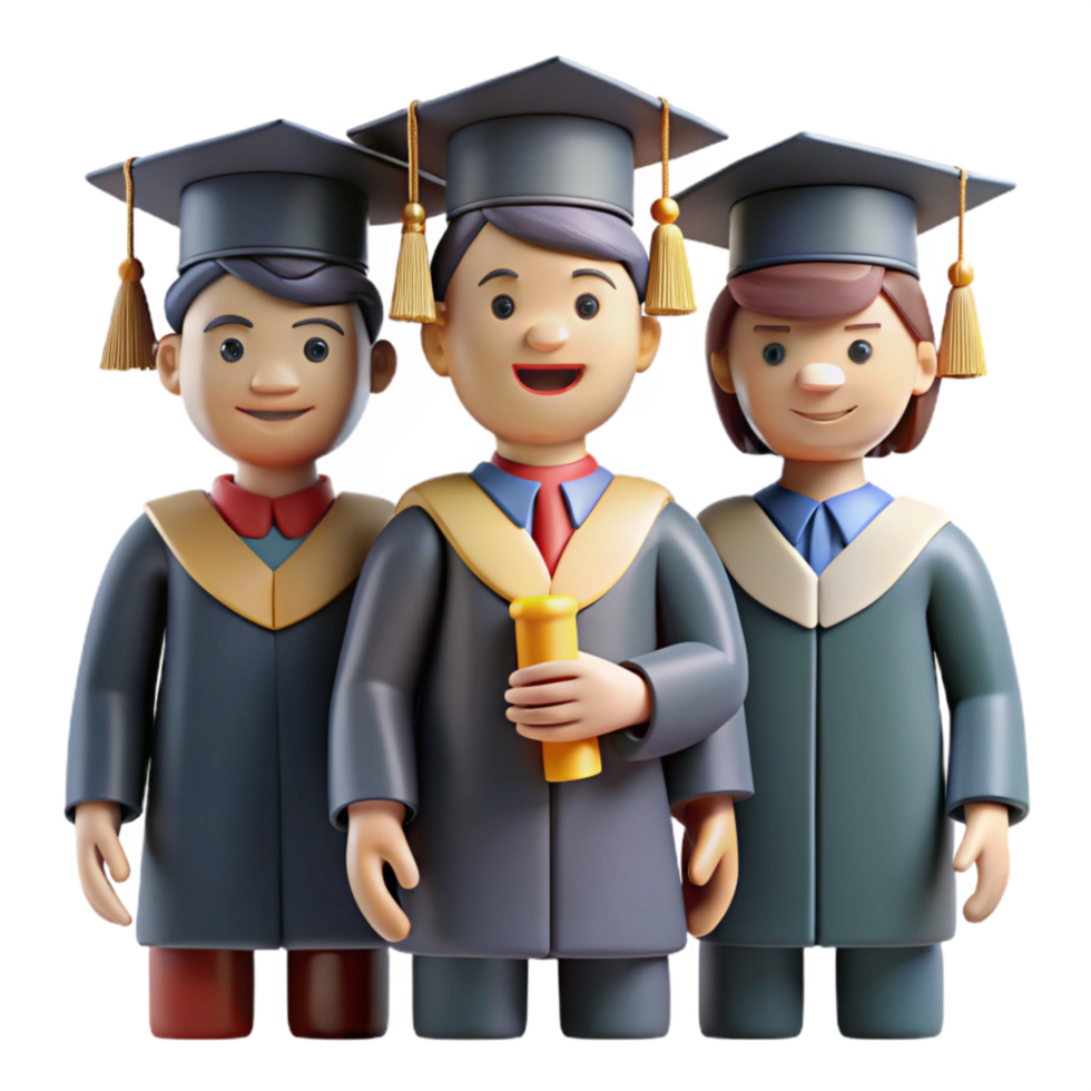 dramatic modern Group of Students Graduating Together Isolated professional png
