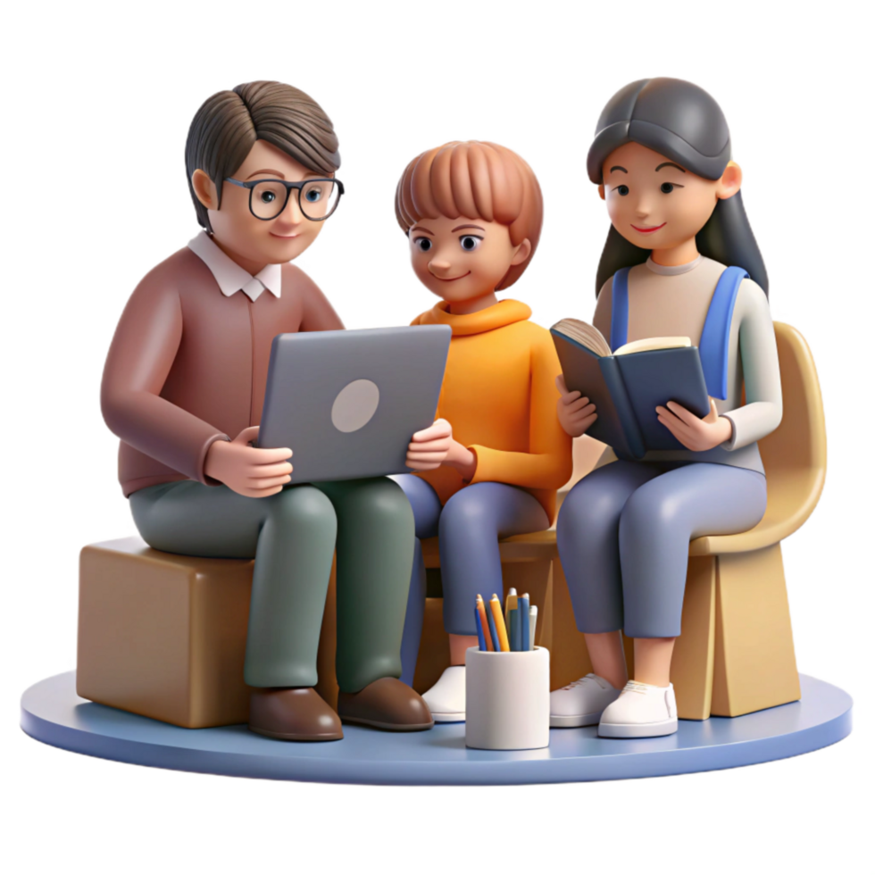 dramatic traditional Group of Students Studying Together in Library Isolated high resolution png