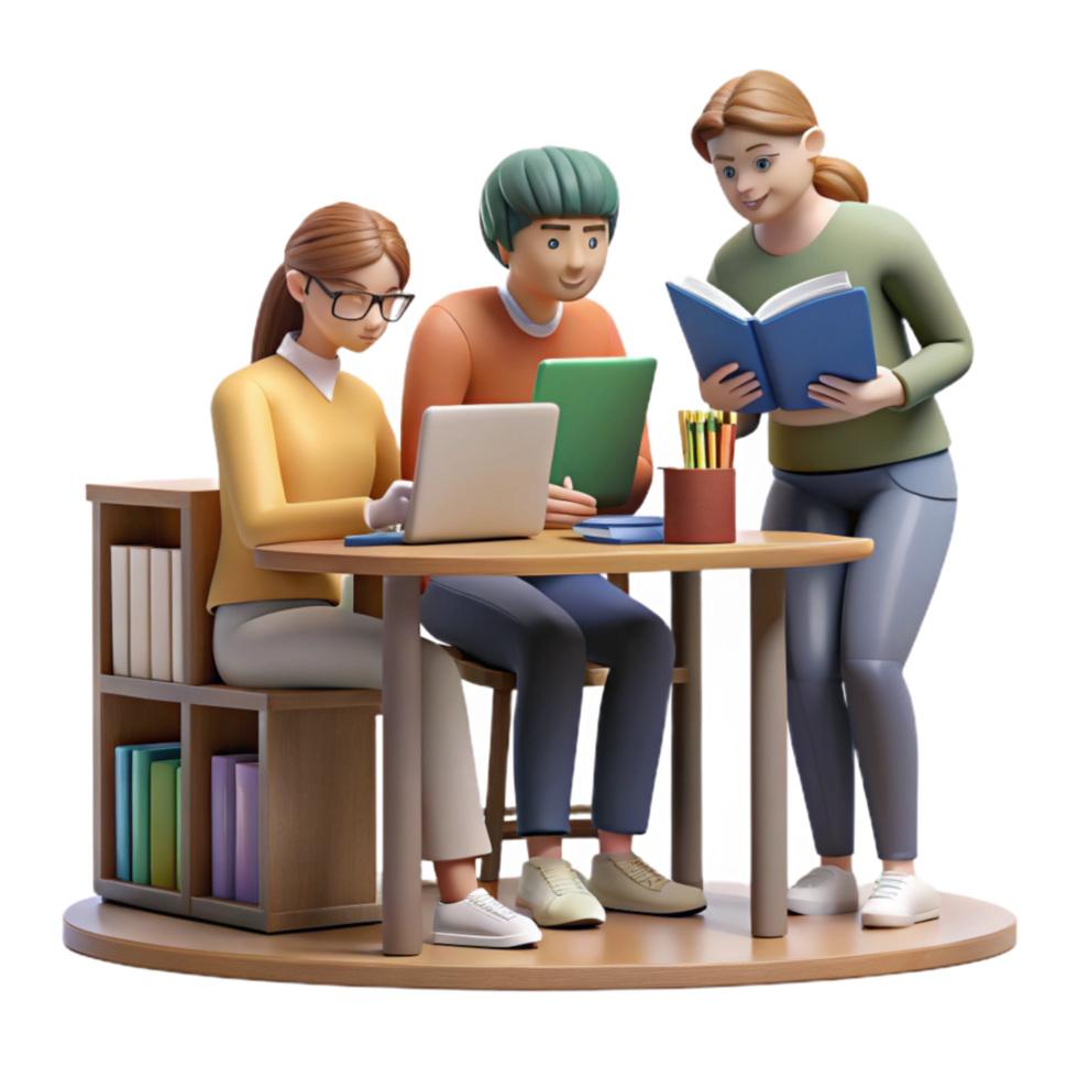 magnificent minimalist Group of Students Studying Together in Library Isolated high resolution png