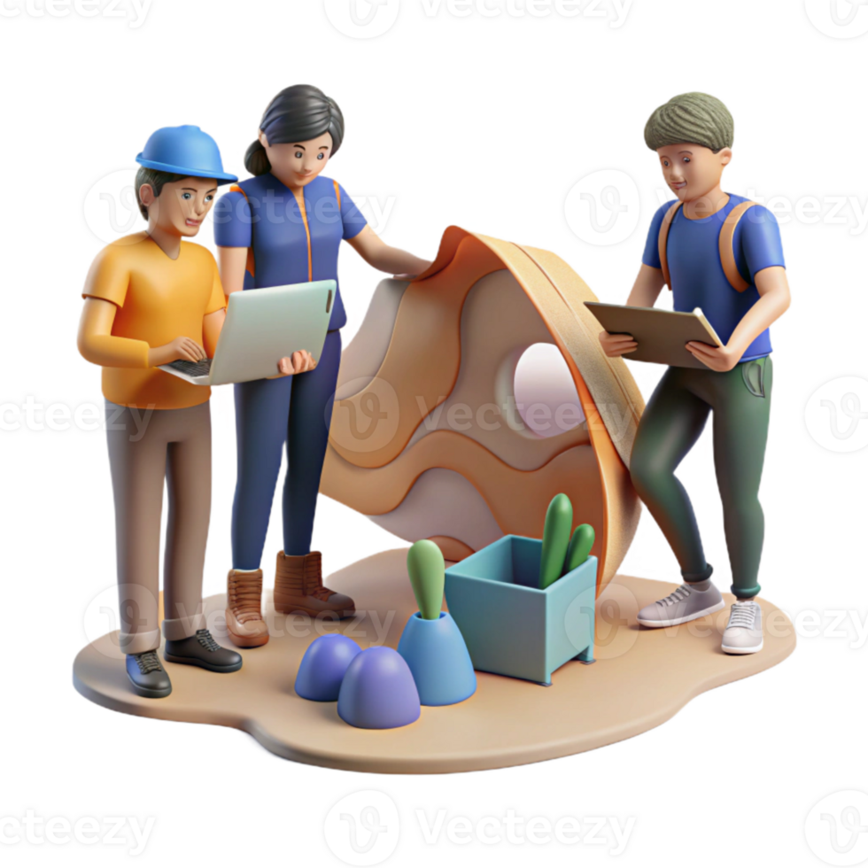 elegant classic Group of Students Working on Laptops Isolated 4K png