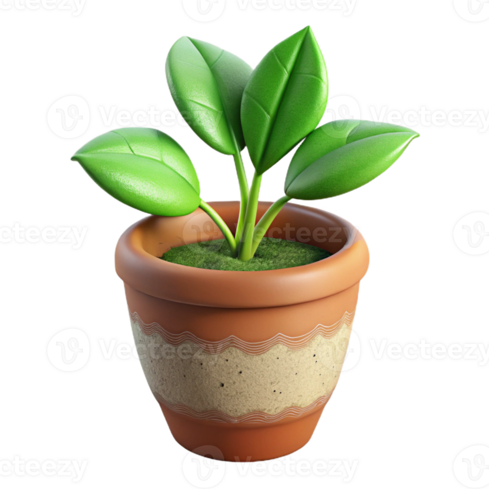 vibrant contemporary Growing Plant in Pot Green Shoots Isolated Element authentic png