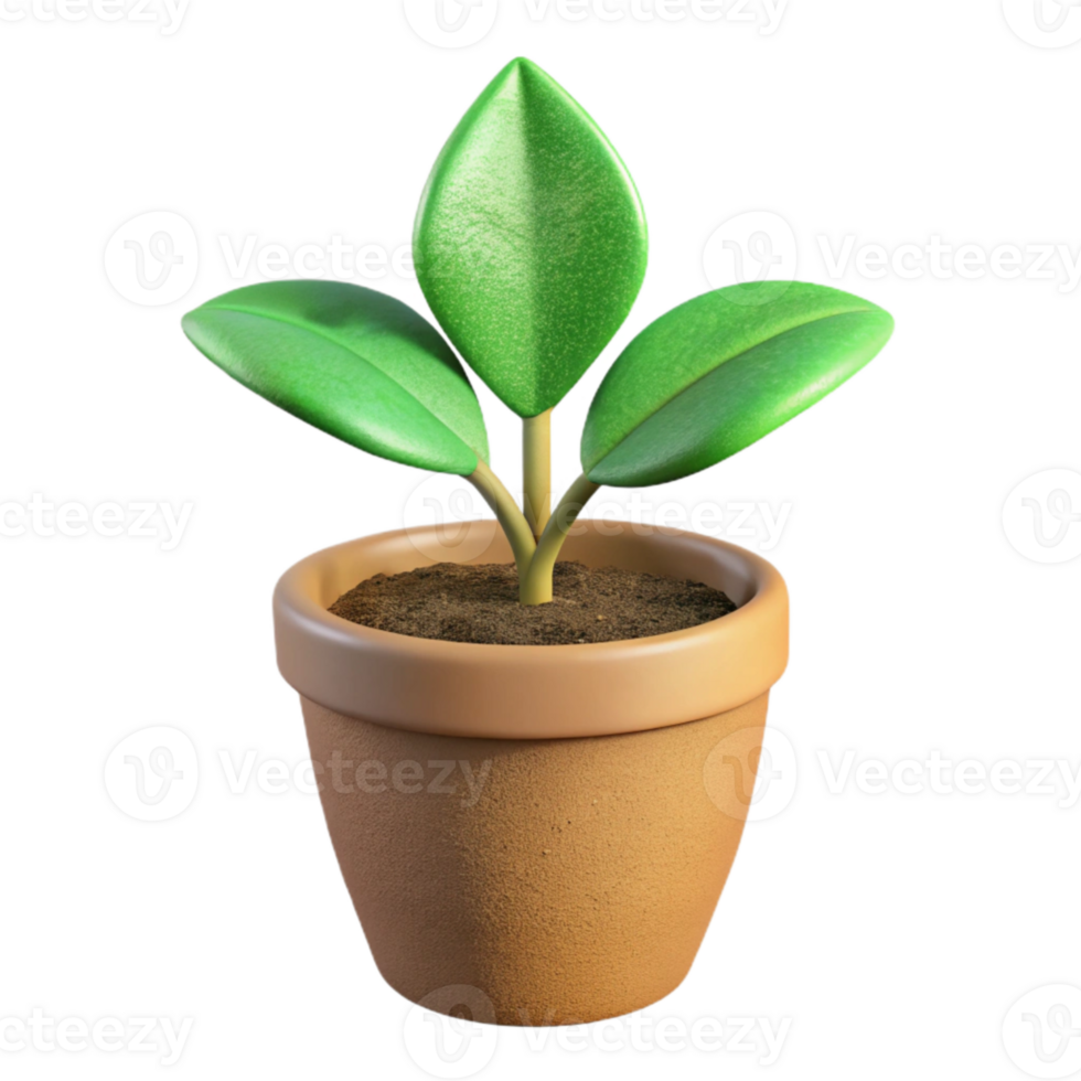 serene minimalist Growing Plant in Pot Green Shoots Isolated Element exclusive png
