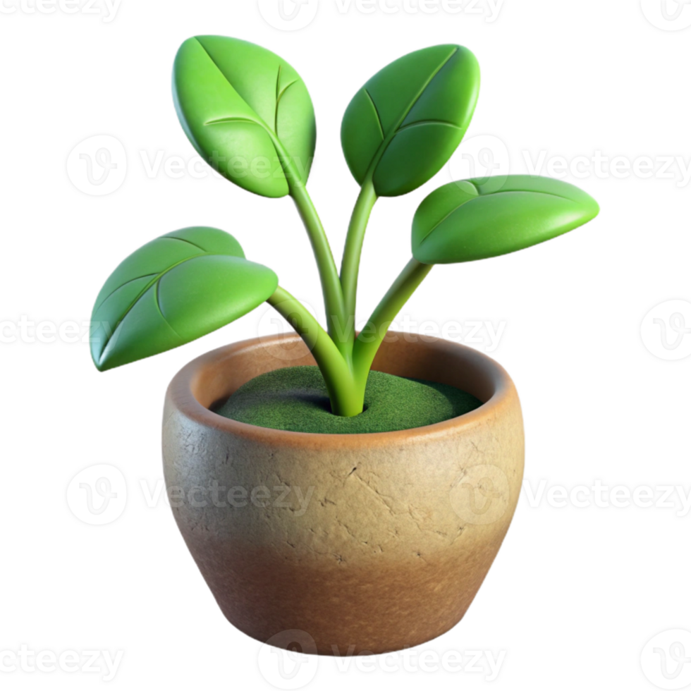 serene traditional Growing Plant in Pot Green Shoots Isolated Element genuine png