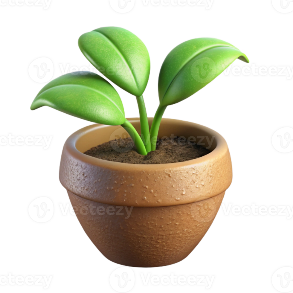 wonderful abstract Growing Plant in Pot Green Shoots Isolated Element exclusive png