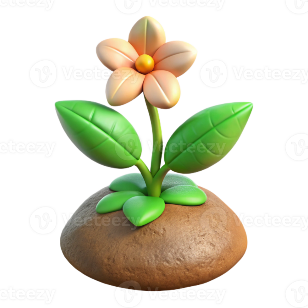 stunning modern Growing Plant with Flowers Colorful Gradient Isolated Element authentic png
