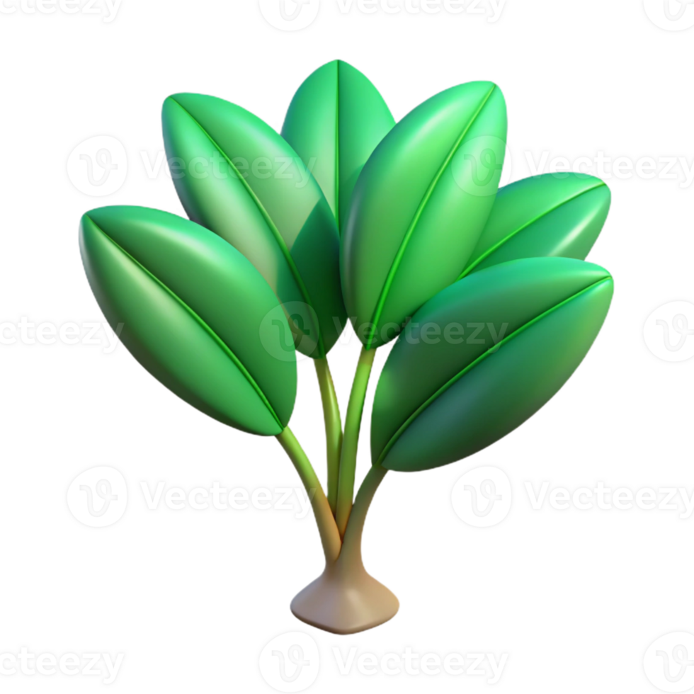 dramatic artistic Growing Plant with Leaves Green Gradient Isolated Element exclusive png