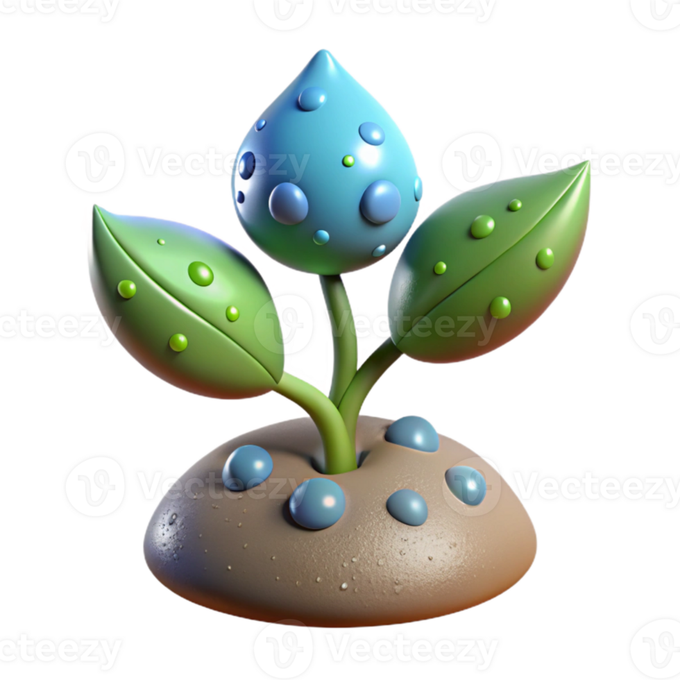 stunning contemporary Growing Plant with Water Droplets Cutout authentic png