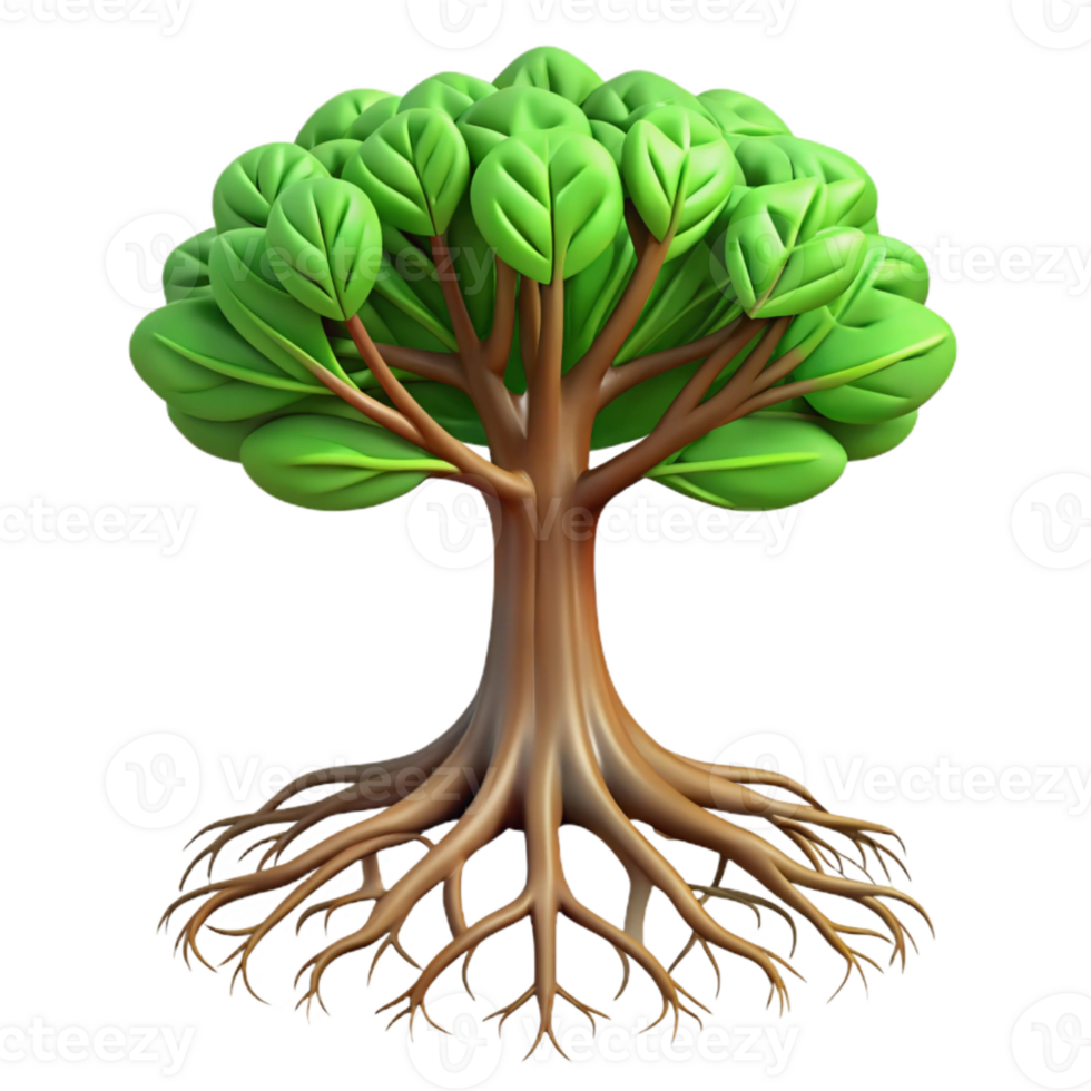 stunning rustic Growing Tree with Deep Roots Stability Symbol Transparent Background high quality png