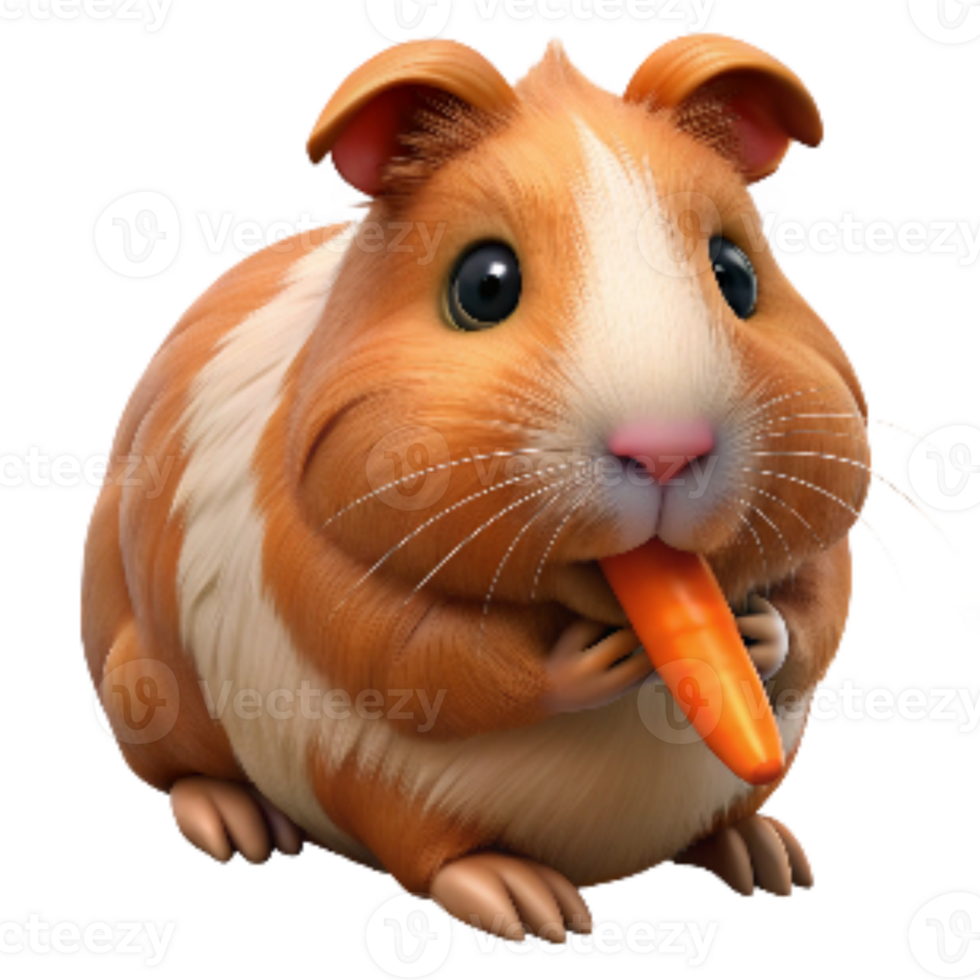 extraordinary classic Guinea Pig Eating a Carrot Isolated Element Transparent Background detailed png