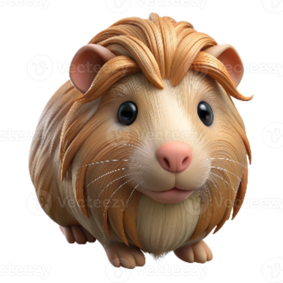 extraordinary creative Guinea Pig with Long Hair Isolated Element Transparent Background high quality png