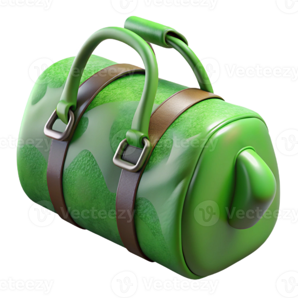 elegant contemporary Gym Bag Duffel Green Cutout Transparent Background detailed png