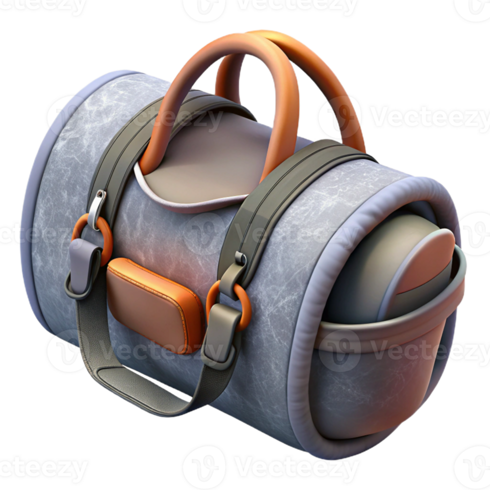impressive traditional Gym Bag Grey Open Isolated high resolution png