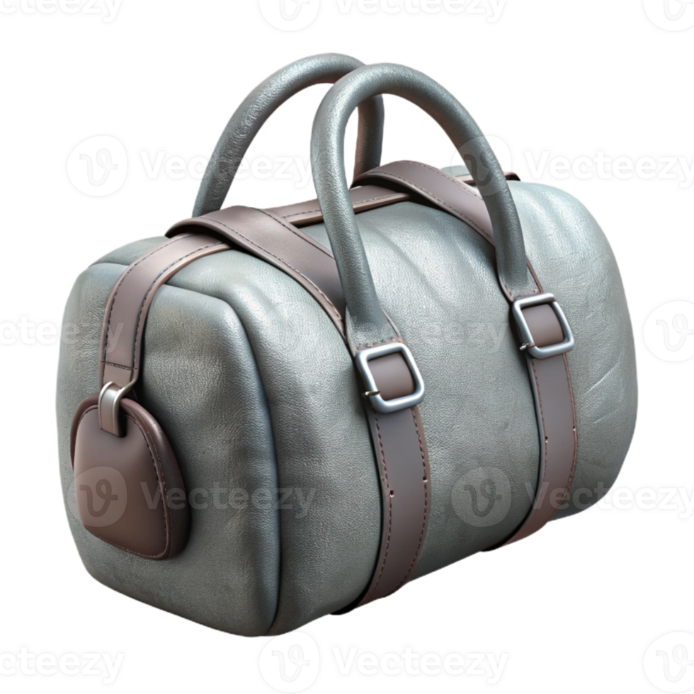 stunning modern Gym Bag Grey Canvas Transparent Background detailed png
