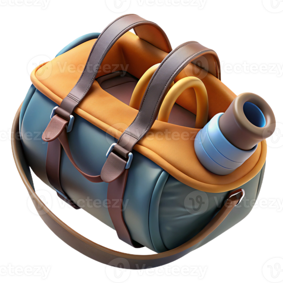 vibrant traditional Gym Bag Open Top View with Transparent Background high resolution png