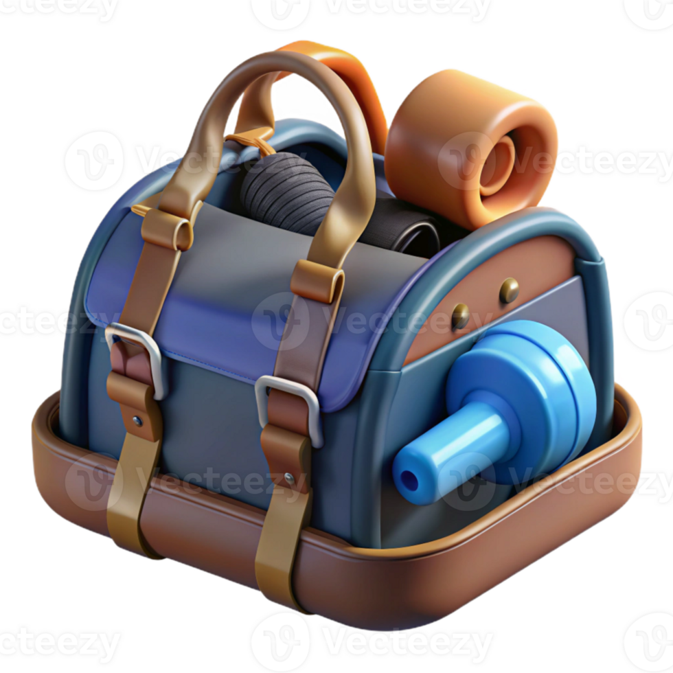 vibrant minimalist Gym Bag Open with Towel Transparent Background professional png