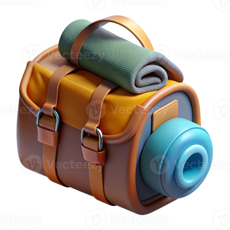 dramatic classic Gym Bag Open with Towel Transparent Background detailed png