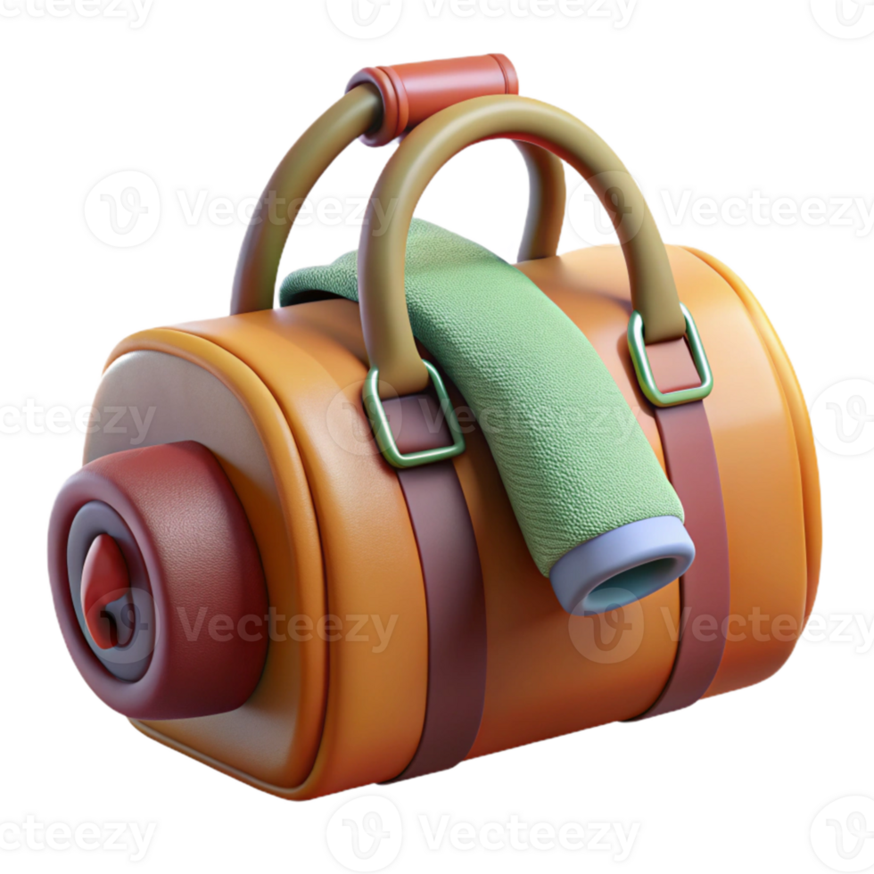 magnificent creative Gym Bag with Towel and Water Bottle Isolated Element authentic png