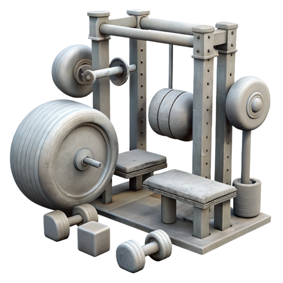 beautiful rustic Gym Equipment Set Silhouette Isolated Cutout 4K png