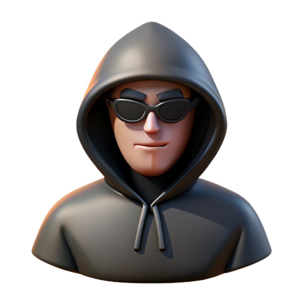 dramatic modern Hacker Silhouette Black Solid Isolated professional png