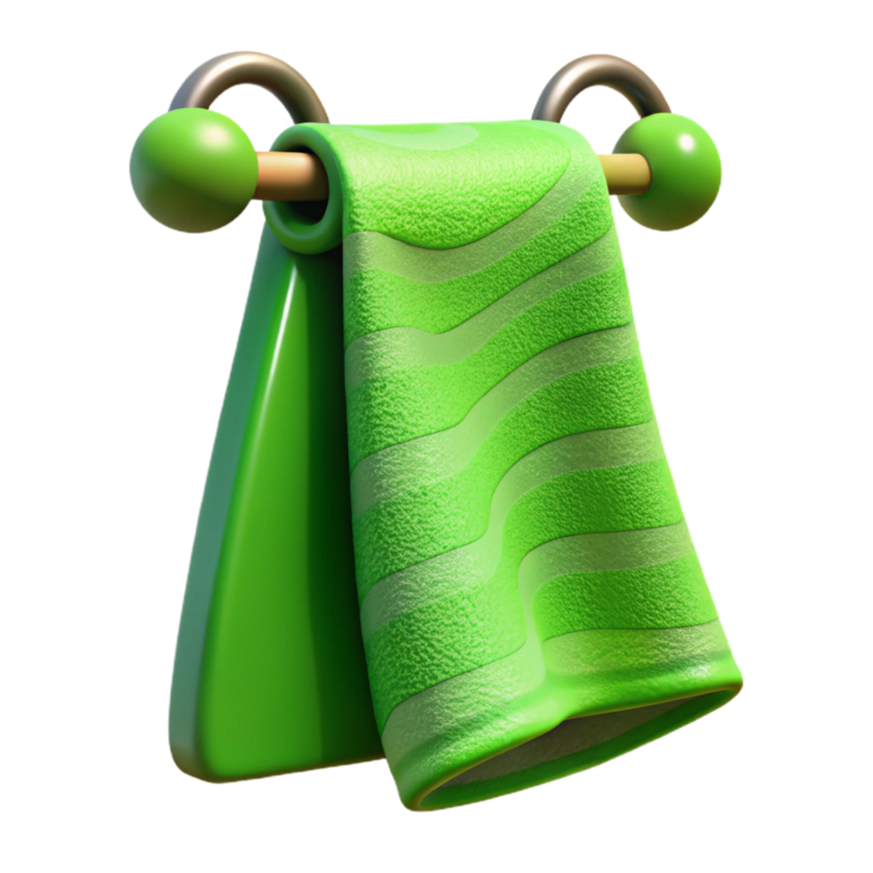 impressive minimalist Gym Towel Green Color Hanging Isolated 4K png