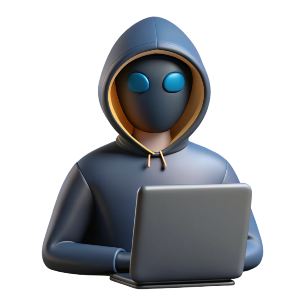 dramatic artistic Hacker Silhouette in Front of Computer Isolated Element 4K png
