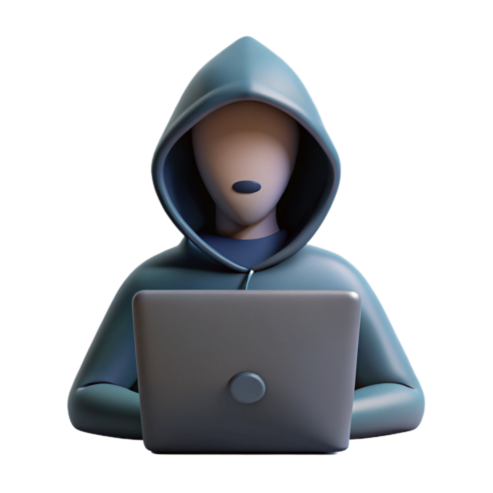 elegant rustic Hacker Silhouette in Front of Computer Isolated Element genuine png
