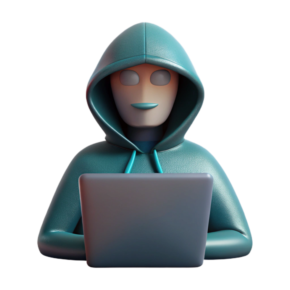 elegant vintage Hacker Silhouette in Front of Computer Isolated Element premium png