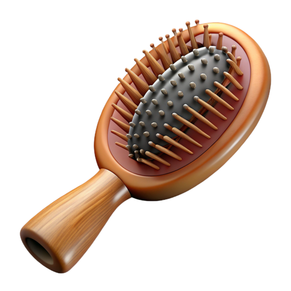 serene vintage Hairbrush Top View Wooden Handle Cutout original png