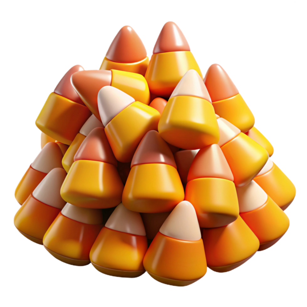 extraordinary minimalist Halloween Candy Corn Pile Colorful Transparent Background 4K png