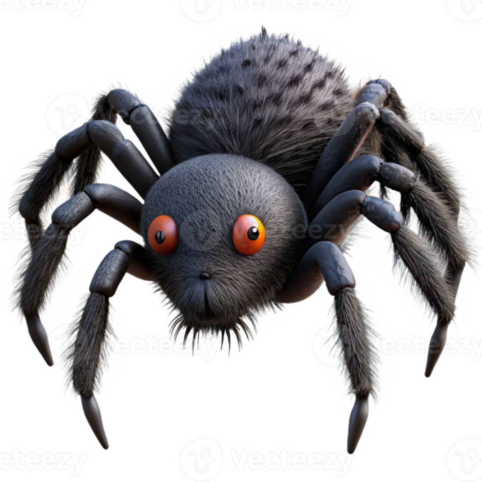 impressive abstract Halloween Spider Black and Hairy Isolated authentic png
