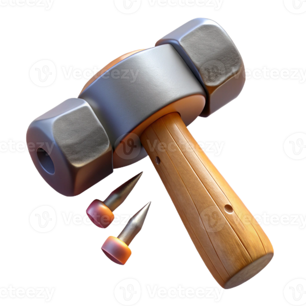 dramatic minimalist Hammer and Nails Close Up Isolated original png