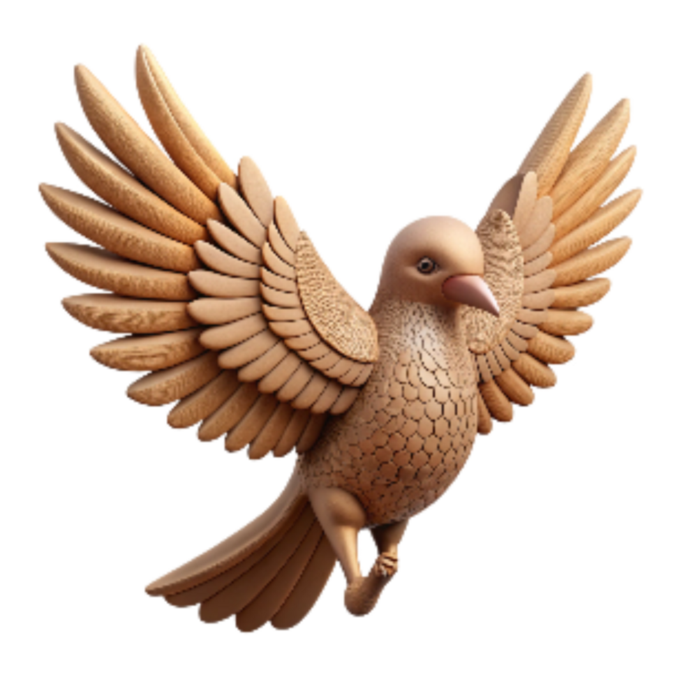 impressive contemporary Hand Carved Wooden Bird with Spread Wings Transparent Background exclusive png