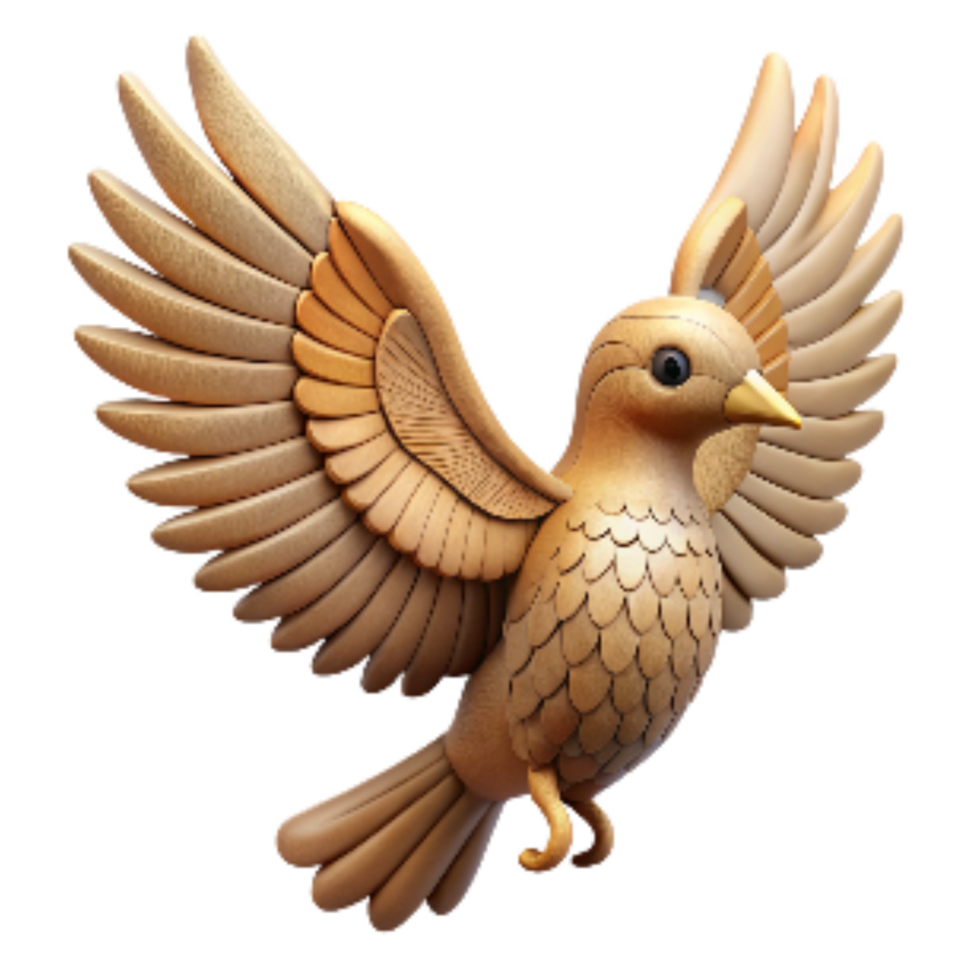 magnificent classic Hand Carved Wooden Bird with Spread Wings Transparent Background original png