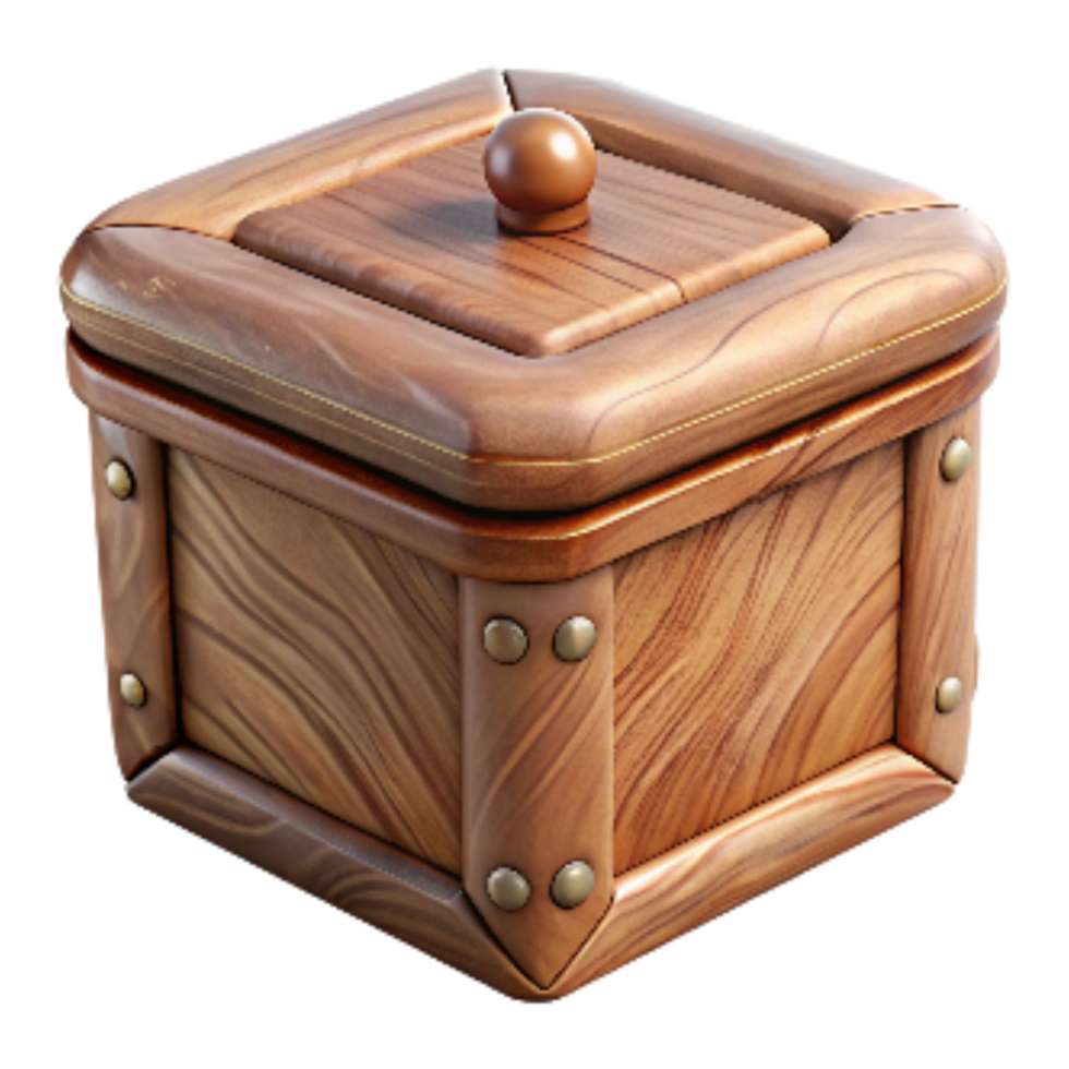 extraordinary minimalist Hand Carved Wooden Box with Lid Transparent high quality png