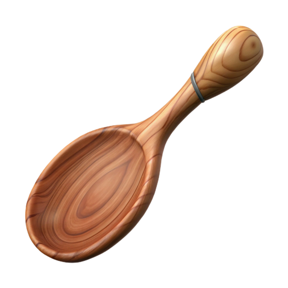 elegant abstract Hand Carved Wooden Spoon Smooth Finish Isolated professional png