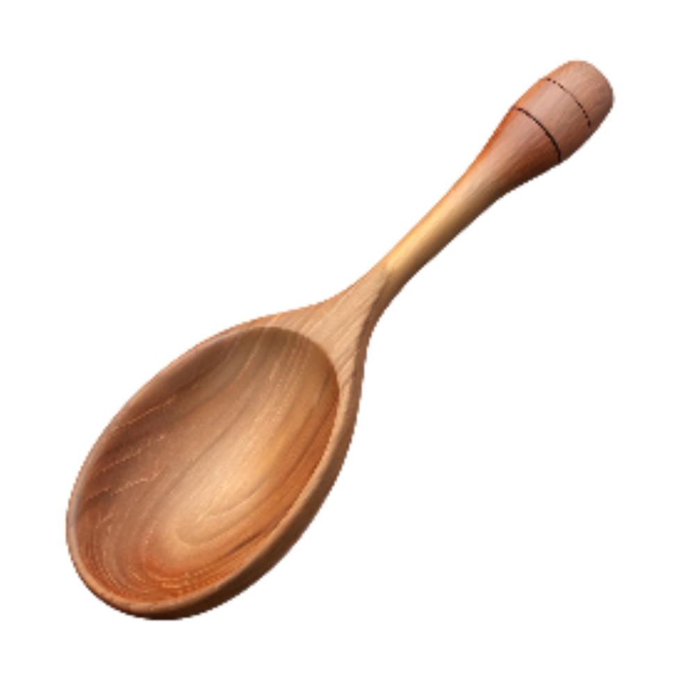 serene abstract Hand Carved Wooden Spoon Smooth Finish Isolated 4K png