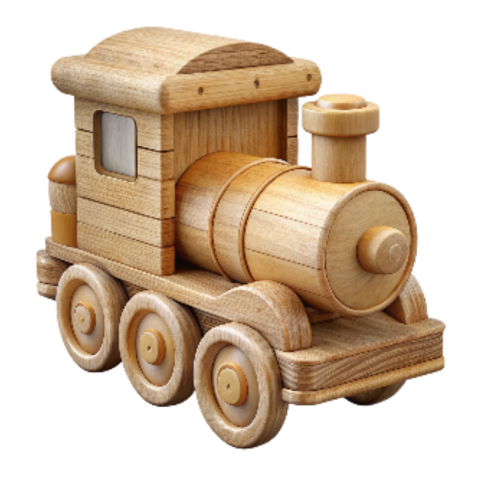 wonderful creative Hand Carved Wooden Toy Train Transparent detailed png