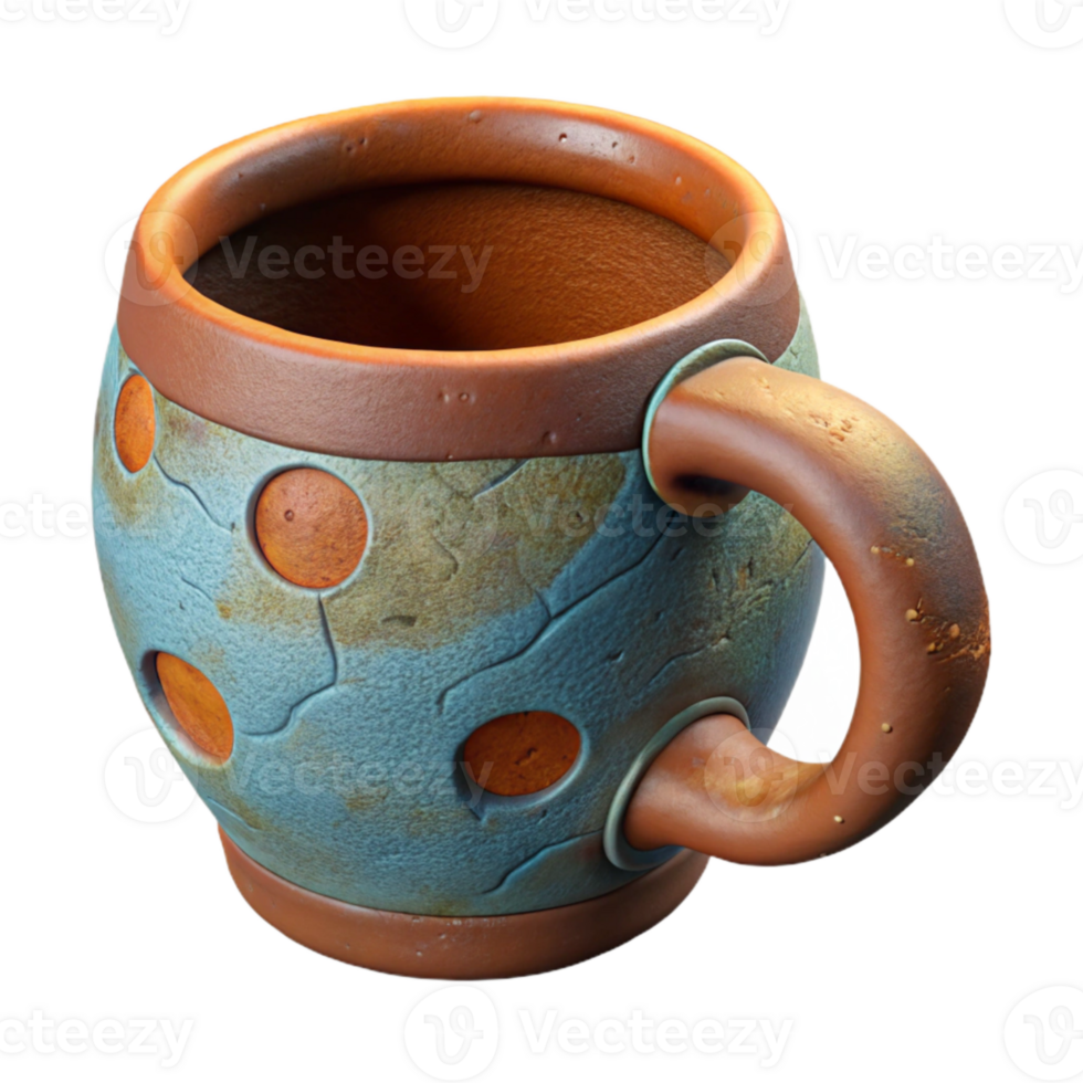 impressive classic Handcrafted Ceramic Mug with Handle Cutout high resolution png