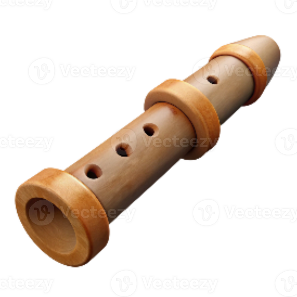 beautiful traditional Handcrafted Wooden Flute Side View Transparent Background detailed png