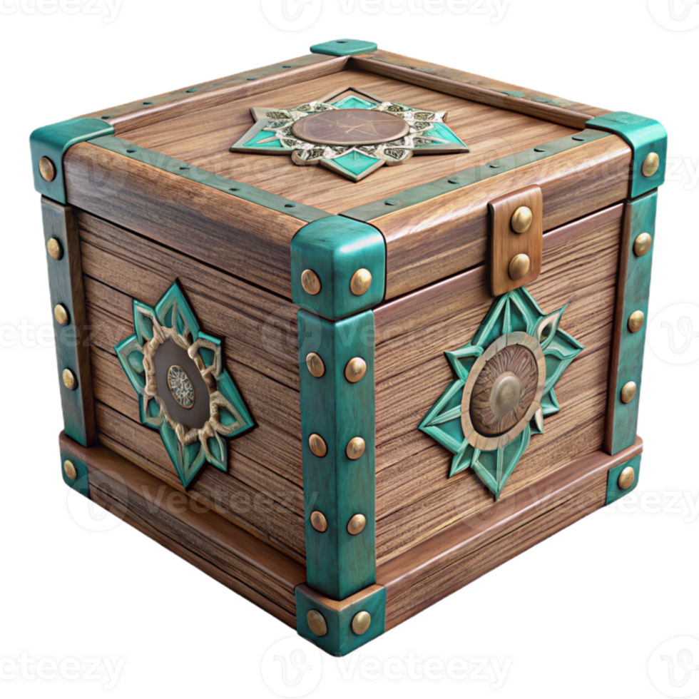 serene classic Handcrafted Wooden Box with Inlay Design Isolated high quality png