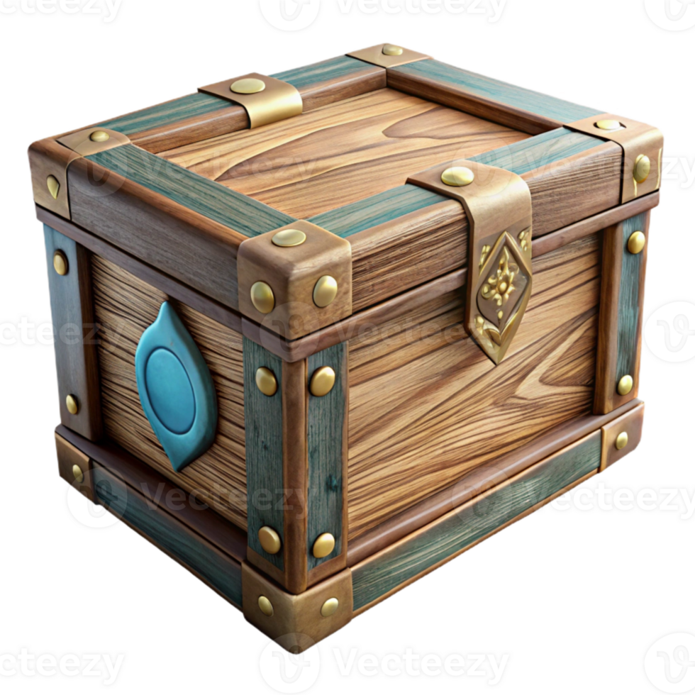 dramatic contemporary Handcrafted Wooden Box with Inlay Design Isolated exclusive png
