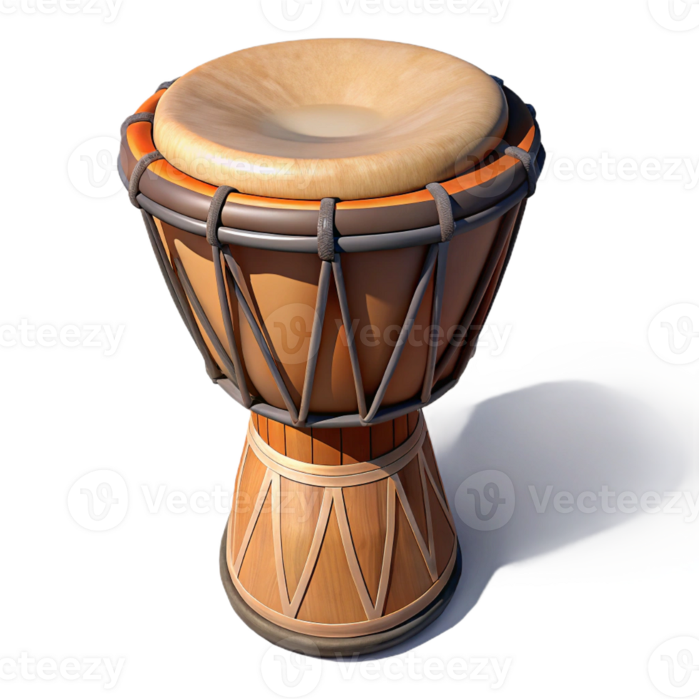 elegant artistic Hand Drawn African Djembe Drum Cutout with Shadow original png