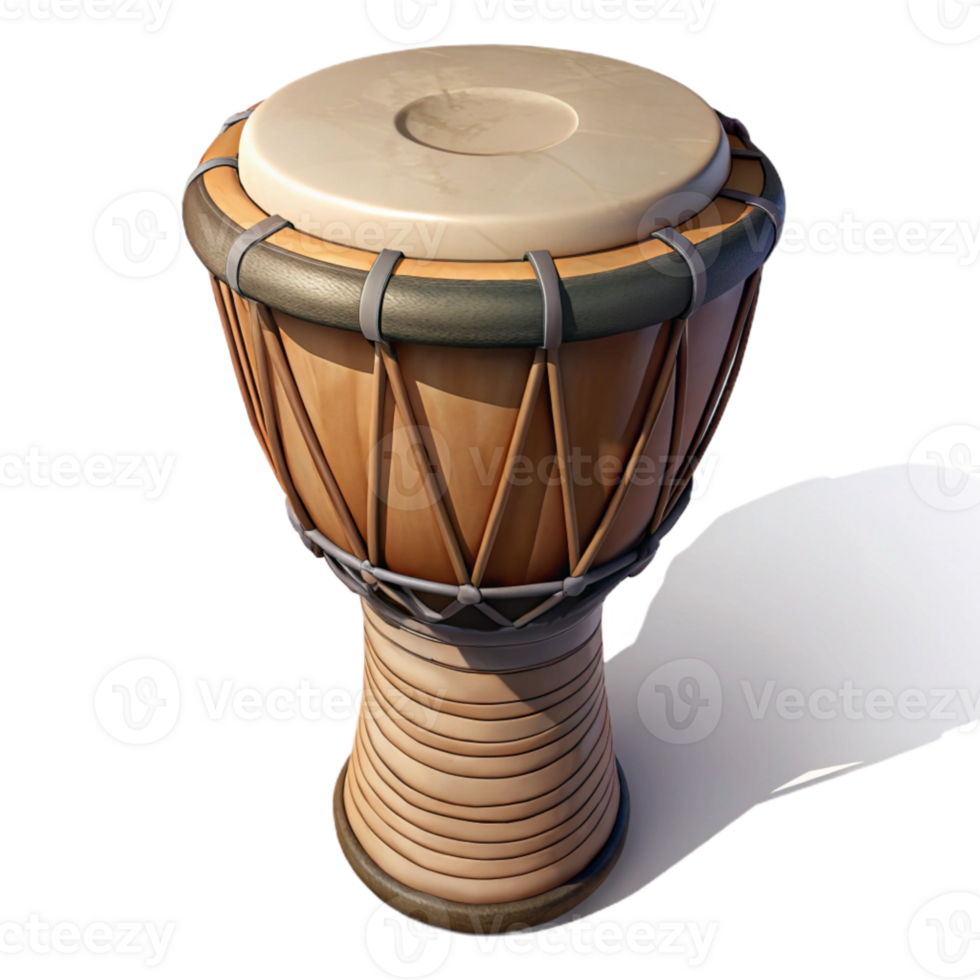 beautiful abstract Hand Drawn African Djembe Drum Cutout with Shadow original png