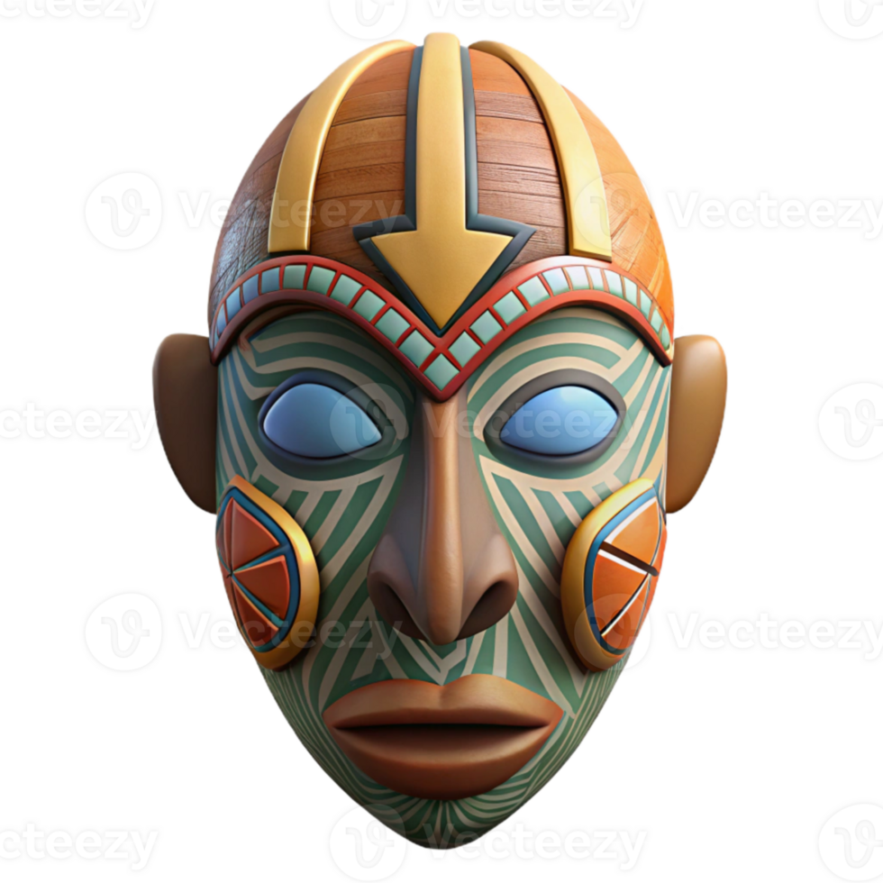 impressive abstract Hand Drawn African Mask Tribal Design Transparent Background original png