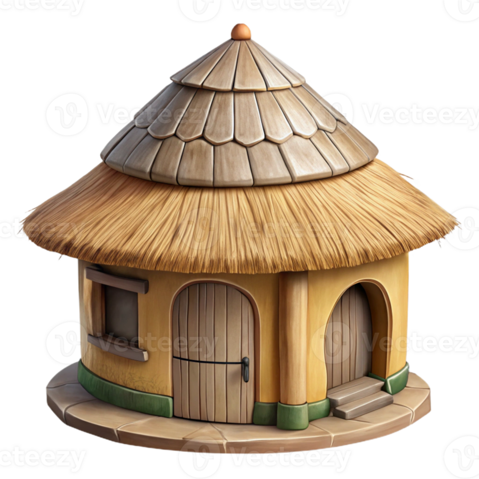 wonderful minimalist Hand Drawn African Village Hut Thatched Roof Cutout original png