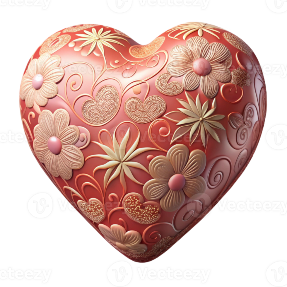 extraordinary abstract Hand Drawn Heart with Floral Pattern Transparent premium png