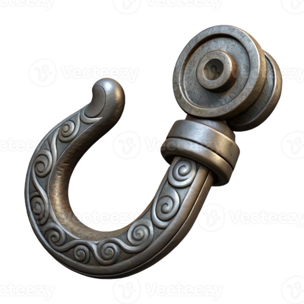 beautiful creative Hand Forged Iron Hook Decorative Design Transparent Background genuine png