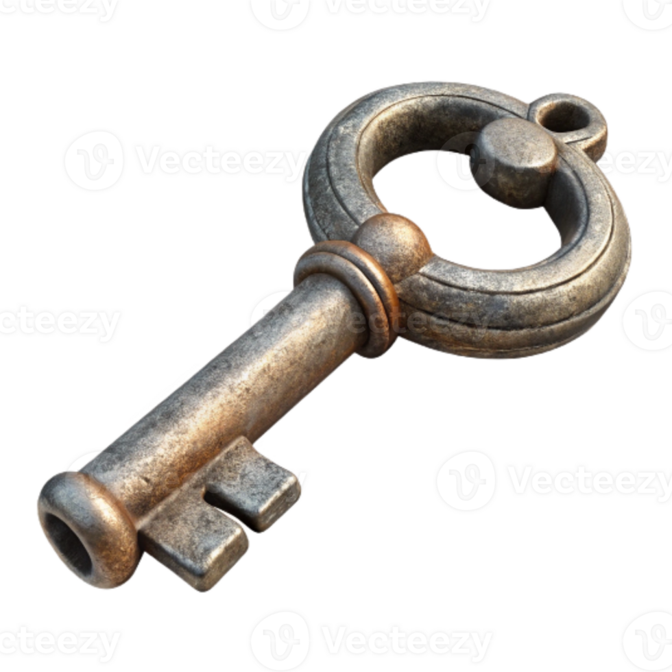 serene rustic Hand Forged Iron Key Vintage Style Element high resolution png